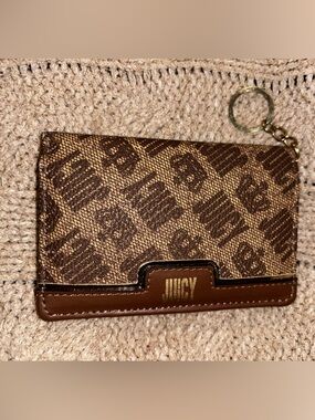 Juicy Couture Brown Monogram Wallet Keychain Card Holder Y2K